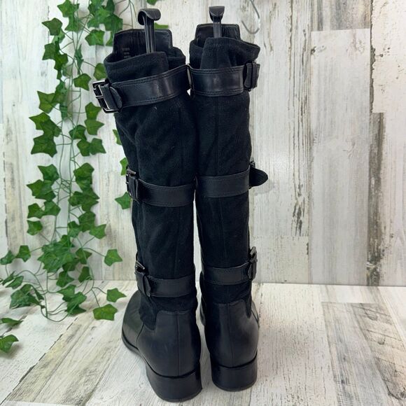 Cole Haan Air Avalon Riding Black Leather Suede Knee Boots D32497 Buckle 9B - Picture 4 of 11